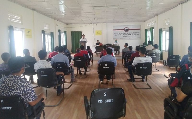 SDPDB meeting held under the SDPDB Chairmanship and MLA Y Vikheho Swu at the DB court hall in the ADC Pughoboto office on August 14. (DIPR Photo)